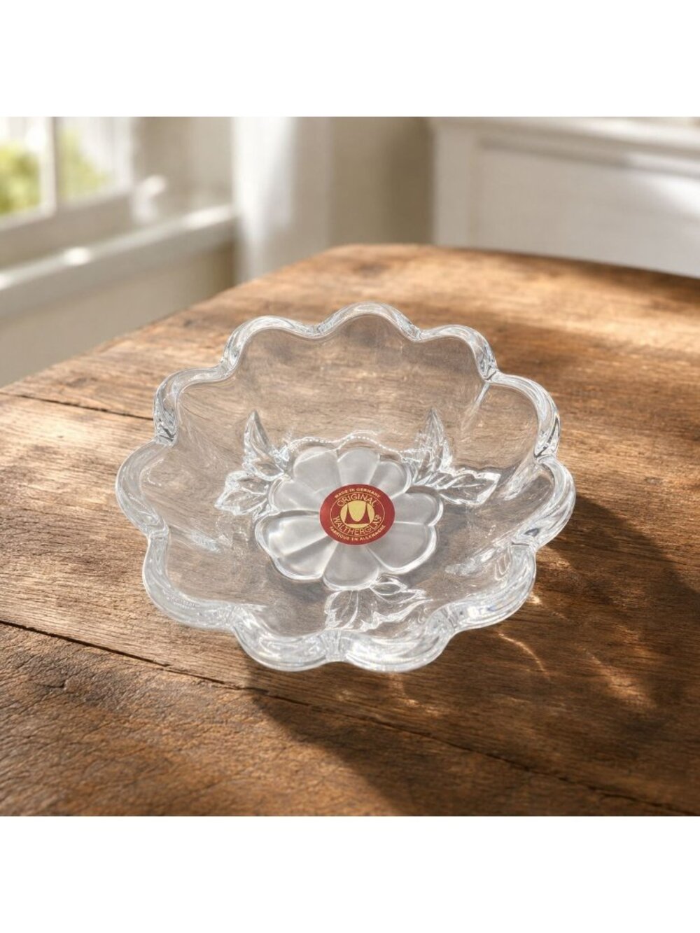 Vintage Walther Glas Germany Clear Pressed Glass Scalloped Flower Bowl Dish